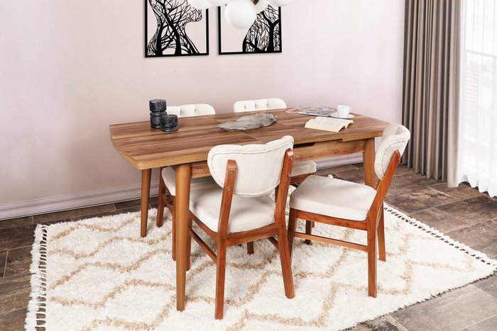 Hanah Home Inci 1141 Mesa de comedor extensible Nogal Hanah Home Inci 1141 Mesa de comedor extensible Nogal